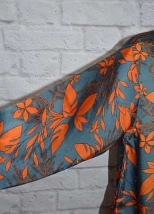 Блуза сатиновая свободного кроя с объемными рукавами "zara"7 фото