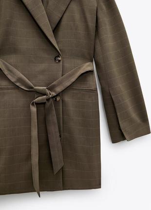 Платье-пиджак с поясом из ограниченной серии zara khaki limited edition размер m7 фото