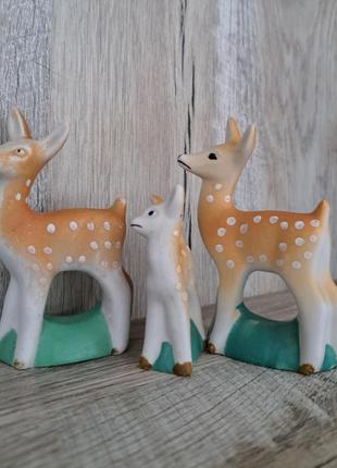 Семья олени ссср турыгинский завад бисквитный фарфор 3 шт