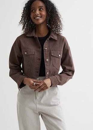 Укороченная джинсовая коричневая куртка / жакет
