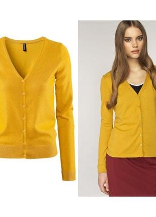Яскравий гірчично-жовтого кольору трендовий кардиган, светр на гудзиках3 фото
