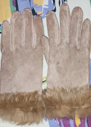 Замшевые перчатки с опушкой 725 originals
