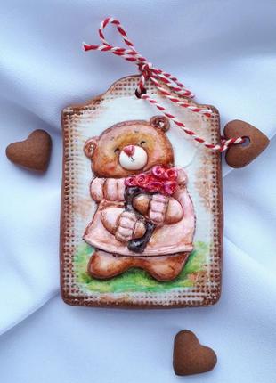 Набір імбирно-медових пряників о дня закоханих. ведмедик.