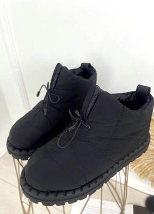 Дутики черевики зимові чорні з хутром3 фото