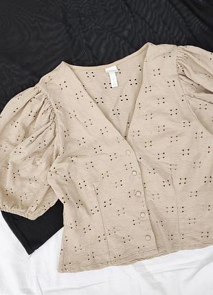 Блуза блузка прошва ✨h&m✨ с объемными рукавами