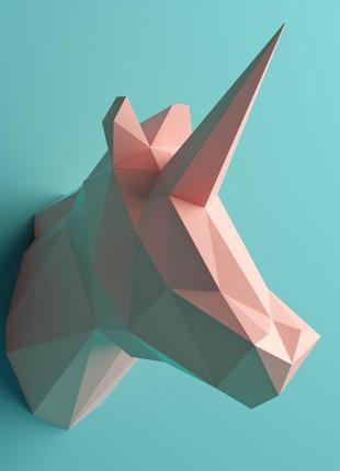 Наборы для создания 3д фигур оригами паперкрафт бумажная модель papercraft голова единорога