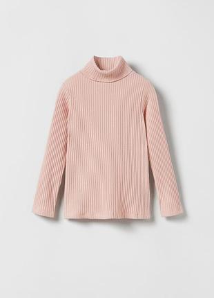 Базовий гольф лонгслів в рубчик zara для дівчинки, базовый гольф в рубчик лонгслив водолазка для девочки