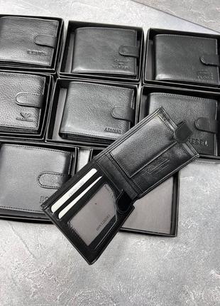 Мужской кожаный чёрный базовый качественный кошелёк3 фото