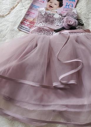 Красива гарна дитяча пишна сукня для дівчинки на 1 рік рочок день народження весілля хрестини свято4 фото