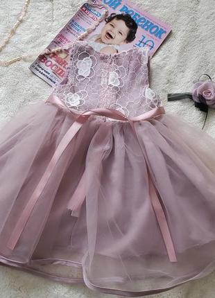 Красива гарна дитяча пишна сукня для дівчинки на 1 рік рочок день народження весілля хрестини свято6 фото