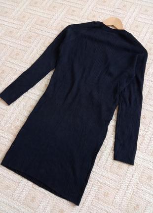 Черное эластичное платье в рубчик, с прорезями на рукавах, anastacia, размер m4 фото