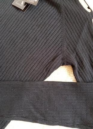 Черное эластичное платье в рубчик, с прорезями на рукавах, anastacia, размер m7 фото