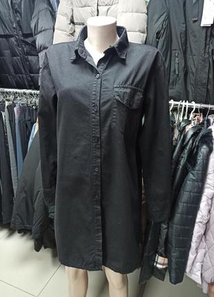 Рубашка котон у чорному кольорі denim.1 фото