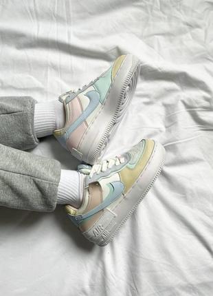 Кросівки чоловічі / жіночі білі з шкіри nike air force 1 shadow pastel