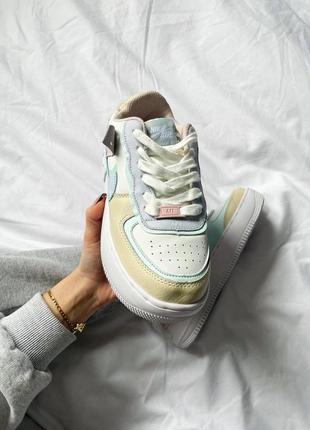 Кросівки чоловічі / жіночі білі з шкіри nike air force 1 shadow pastel5 фото