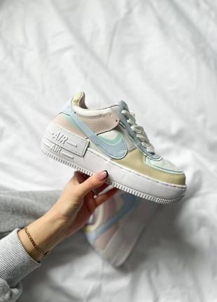 Кросівки чоловічі / жіночі білі з шкіри nike air force 1 shadow pastel4 фото