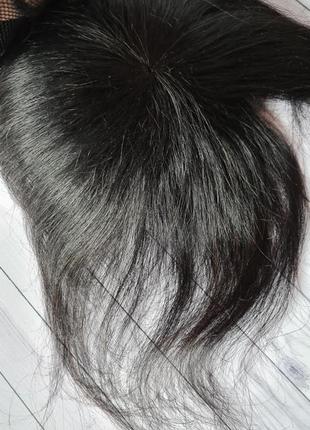 Накладка топер челка шиньон 100% натуральный волос6 фото