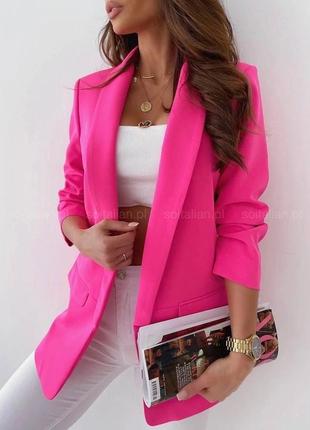 Женский пиджак классический деловой офисный жакет черный базовый розовый коричневый бежевый белый красный малиновый яркий7 фото