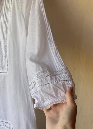 Білосніжна легка блуза з прошвою від якісного бренду massimo dutti8 фото