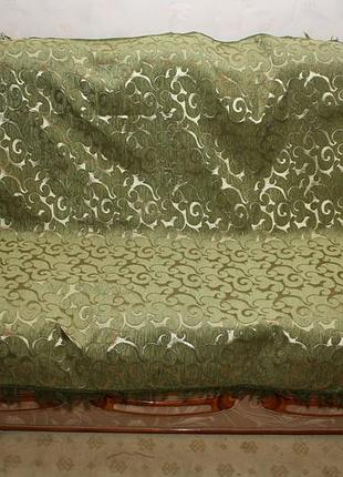 Вензель мелкий (зеленый) покрывала двусторонние на двуспальные большие кровати