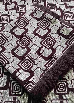 Комплект полуторних гобеленових покривал на ліжка та крісла лабіринт візерунок бордового кольору