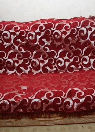 Вензель велике двоспальне покривало на диван великий бордового кольору