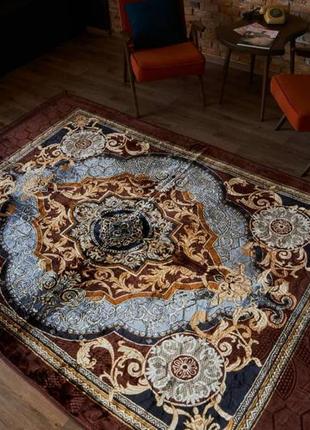 Доріжка килимова акрил кола колір коричневий + синій3 фото