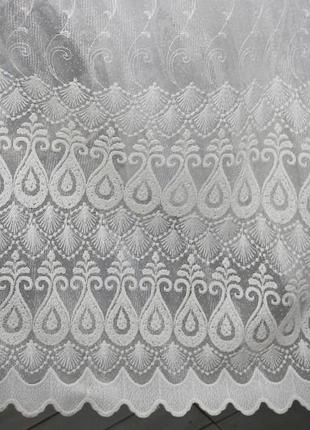 Тюль лляний із вишивкою медісон колір кремовий6 фото