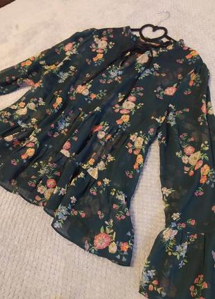 Прозрачная блуза в цветочный принт5 фото