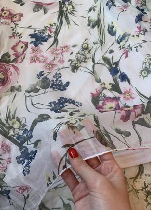 Шелковая легкая блуза в цветочный принт италия вискоза и шелк в составе7 фото