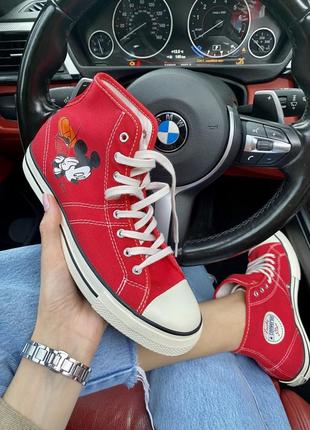 Женские кеды converse высокие красные с белым / smb5 фото