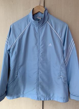 Спортивна кофта на блискавці / вітровка у блакитному кольорі від adidas оригінал2 фото