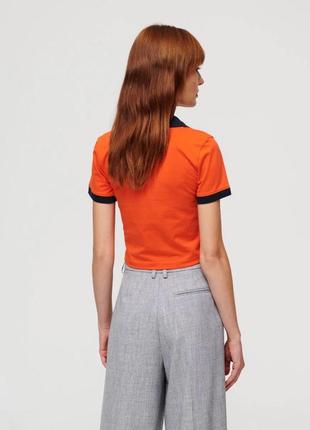 Укроп топ футболка поло оранжевая топик стильная модная яркая xs s 42 44 тренд подростковая2 фото