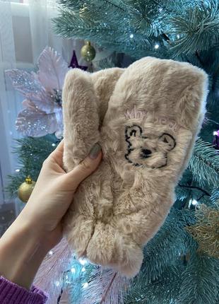 Дуже теплі мохнаті пухнасті рукавиці