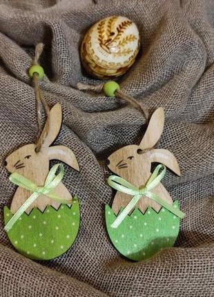 Кролик пасхальный в яйце зеленый на подвеске(2шт)1 фото