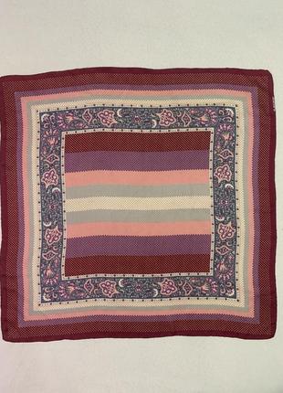 Шёлковый платок m me marc с геометрическим принтом цвет комбинированный вишнёвый/розовый/сиреневый2 фото