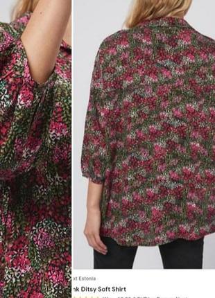 Блуза, рубашка next, батал, большого размера в мелкий цветочный принт2 фото