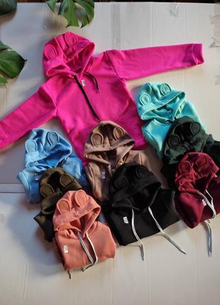 Теплый костюм на флисе с ушками, много цветов, трехнить на флисе