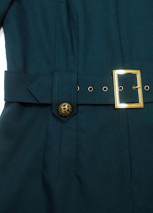 Сукня plus size в стилі «мілітарі»  темно –смарагдового кольору3 фото