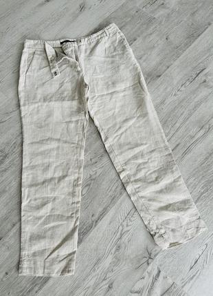 Брюки штаны льняные бежевые брюки лен zara3 фото