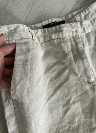 Брюки штаны льняные бежевые брюки лен zara4 фото