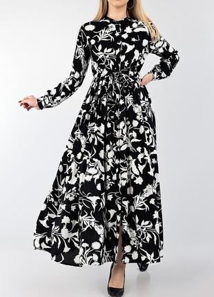 Шикарное,эффектное,элегантное,яркое  штапельное длинное платье5 фото