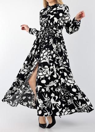Шикарное,эффектное,элегантное,яркое  штапельное длинное платье1 фото