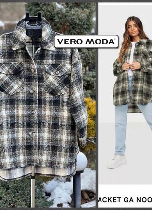 Vero moda легке пальто рубашечного крою оверсайз тепла сорочка клітинка m-l