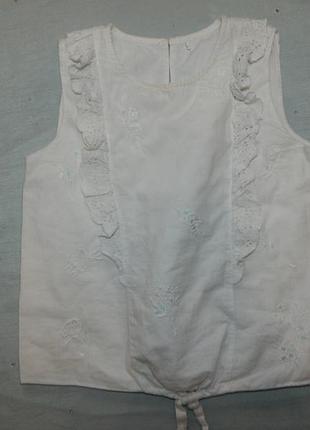 Блузка белая нарядная летняя батистовая на девочку 6-7 лет 122 см