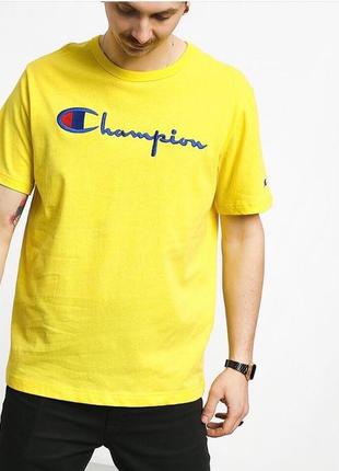 Оригінальна футболка champion premium reverse weave big logo t-shirt yellow