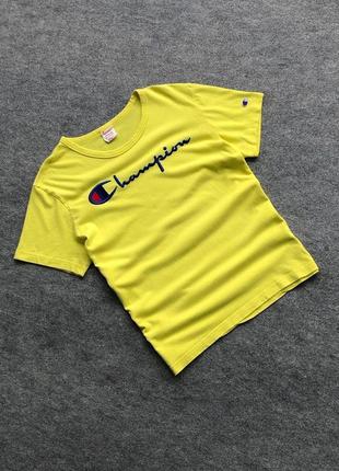Оригінальна футболка champion premium reverse weave big logo t-shirt yellow2 фото