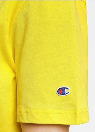 Оригінальна футболка champion premium reverse weave big logo t-shirt yellow7 фото