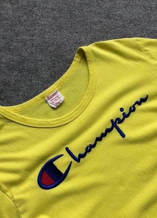 Оригінальна футболка champion premium reverse weave big logo t-shirt yellow4 фото