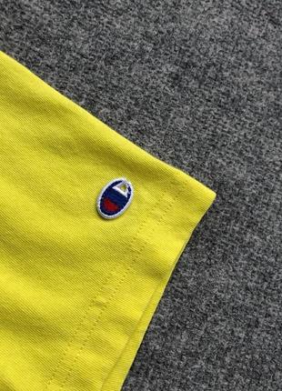 Оригінальна футболка champion premium reverse weave big logo t-shirt yellow6 фото